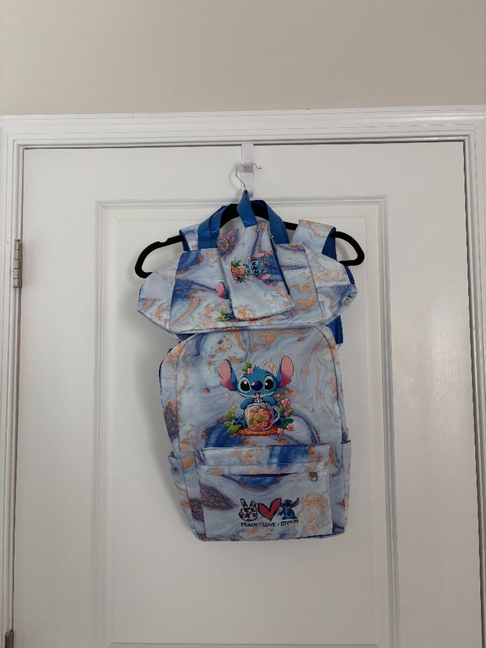 Disney Lilo & Stitch Themed Multi-Piece Blue Tie-Dyed Schoolbag Set